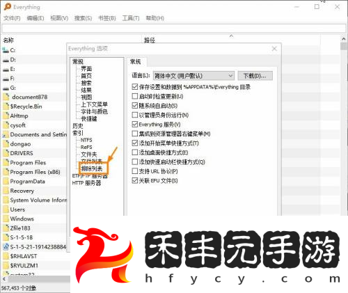 Everything搜索時怎么排除系統文件